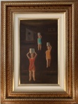 QUADRO - ÓLEO SOBRE TELA / ORLANDO TERUZ - RIO, *1902 + 1984. "MENINAS COM LATA D'ÁGUA". CENA DE MORRO DO RIO DE JANEIRO. ASSINADO NO CID; "TERUZ 1981". MEDIDAS; 49,5 X 29. MEDIDA TOTAL COM MOLDURA; 81 X 61.