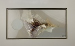 QUADRO - MYRIAM MEDEIROS. ACRÍLICA SOBRE TELA. ASSINADO, TITULADO E DATADO NO VERSO. SOMBRAS ILUSÓRIAS - 1984. MEDIDAS; 30 X 60.
