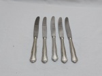 Jogo de 5 facas de mesa em aço inox Hercules, modelo classique sem flor. Medindo 24,5cm de comprimento.