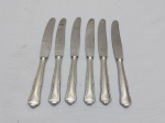 Jogo de 6 facas de sobremesa em aço inox Hercules, modelo classique sem flor. Medindo 21cm de comprimento.