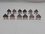 Jogo de 6 descansos de talher em prata 90 Eberle, modelo coração. Medindo 8,5cm de comprimento.