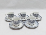 Jogo de 5 xícaras de café em porcelana Real floral.