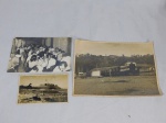 Três antigas fotografias em preto e branco, sendo uma dela o Farol da Barra, na Bahia.
