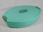 Contêiner térmico para travessa oval, marcado ENJOY, fabricado na Itália. Apresenta leves sinais de uso. Medida 11 x 48 x 30 cm.