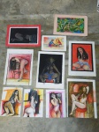 PAULO CÉSAR NASCIMENTO - Dez pinturas do artista em óleo sobre papel, em sua maioria representando figuras femininas nuas. Med. do maior  44 x 31cm.