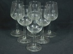 Seis taças em vidro translúcido para vinho do porto marcada RAMOS PINTO. Alt. 14cm.