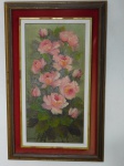 DAVI - "Buque de rosas" óleo sobre tela, assinado. Med. da obra 60 x 30cm e da moldura 80 x 50cm.