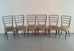 AUTOR DESCONHECIDO - Seis cadeiras em madeira maciça, no estilo scapinelli. Dimensões: 93x46x54 cm. (Estofamento no estado)