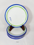 Jogo de 6 Pratos Rasos Borda Azul e verde  monogramado em Porcelana Germer . Medida: 25 cm diametro