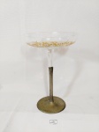 MIni fruteira Art Noveau em cristal com prato lapidado  e base em metal .Medida: 22 cm x 15 cm