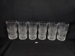 Jogo de 6 copos Longos em Vidro Moldado . base pesado  Medida: 14 cm altura x 7,5 cm diametro