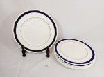 Jogo 6 pratos Rasos com Borda Azul Cobalto e friso ouro em Faiança Inglesa Royal Doulton Medida: 27 cm diametro
