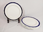 Jogo 6 pratos Rasos com Borda Azul Cobalto e friso ouro em Faiança Inglesa Royal Doulton Medida: 27 cm diametro