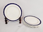 Jogo 6 pratos Sobremesa com Borda Azul Cobalto e friso ouro em Faiança Inglesa Royal Doulton Medida: 21 cm diametro