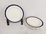 Jogo 6 pratos Sobremesa com Borda Azul Cobalto e friso ouro em Faiança Inglesa Royal Doulton Medida: 21 cm diametro