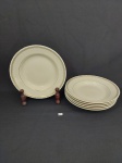 Jogo de 6 Pratos de Massas em Porcelana Vista Alegre  Portuguesa Creme borda Ouro. 1 com mini bicado borda. Medida;23 cm