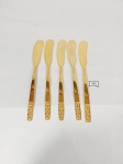 Jogo de 5 Espatulas em Metal Dourado oriental a Cabo trabalhado Medida 18 cm