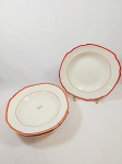 Jogo de 5 pratos Fundos antiga porcelana São Caetano borda laranja medida 23 cm diametro
