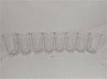 Jogo 8 Copos Longos com base lapidada em vidro .Medida: 14 cm altura x 7 cm