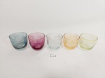 Jogo de 5 copos de aperitivo em cristal colorido Medida:6 cm x 6 cm