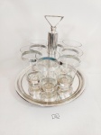 Suporte em prata 90 Sheffield com 6 copos Longos em vidro translucido .Medida:  copos 14 cm x 6,5 cm e suporte 28 cm