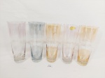 Jogo de 5 copos longos  para agua, suco  em Cristal Colorido lapidado. Medida: 20 cm x 7 cm
