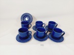 Jogo de 6 Xicaras  cafe de  ceramica vitrificada  Porto Brasil  tonalidade Azul cobalto. Medida: 6 cm x 6 cm e pires 10,5 cm