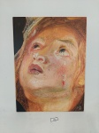 Azulejo Decorativo com Pintura de Rosto Criança. Medida: 22,5 cm x 30 cm
