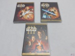 3 dvds do filme Star Wars, números 1, 2 e 3.
