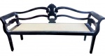 Canapé em madeira nobre pintada em preto, com braços recurvos e assento em palhinha sintética e encosto vasado , séc XIX . Med.1,88 x 52 x 94 cm alt (retirada por conta do arrematante em Copacabana)