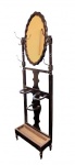 Linda chapeleira e porta guarda chuvas em madeira nobre , com cabideiros em bronze e espelho central bisotado , estilo art nouveau. Med. 57 x 20 x 1,75 m alt