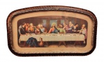 Arte Sacra : Quadro com representação da Santa Ceia reproduzido em papel finamente emoldurada. Med. Mi 45 x 85 cm   Me 58 x 98 cm
