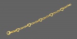 Bela pulseira em ouro amarelo 18 k 750 , com elos de corrente inter meados com elos em forma de coração. Peso 10,8 gr  Med. 20 cm