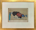 Manabu Mabe: "Abstrato" , serigrafia , assinado e datado 1994 , tiragem 290/420 . Med. Mi 13 x 20 cm