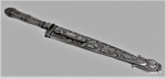 Colecionismo: "ELMO" Faca gaucha em metal espessurado a prata finamente cinzelada , marcada na lamina Elmo : Med. 29 cm