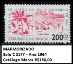 MARMORIZADO - SELO ESCASSO RHM  C 517Y - ANO 1964 VALOR CAT R$150,00 -  EM ESTADO BELISSIMO DE CONSERVAÇÃO CONFORME A FOTO EXIBIDA