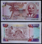 MALAWI - CEDULA ESCASSA DE 1 KWACHA  DO ANO 1992 -EM ESTADO FLOR DE ESTAMPA DE CONSERVAÇÃO