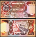 UGANDA - CEDULA DE  200  Shillings DO ANO 1998 - EM ESTADO FLOR DE ESTAMPA DE CONSERVAÇÃO