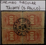 CIFRA EM QUADRA COM BELO CARIMBO NITIDO TATUBATÉ DO DIA 18 DE AGOSTO DO ANO 1902 EM BELISSIMO ESTADO DE CONSERVAÇÃO