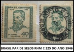 BRASIL PAR DE SELOS RHM C 225 DO ANO 1946 - PAR DE  SELOS EM BOM ESTADO DE CONSERVAÇÃO CONFORME
