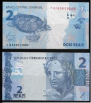 BRASIL - CEDULA DE 2 REAIS LETRA F G EM ESTADO FLOR DE ESTAMPA DE CONSERVAÇÃO