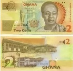 GHANA - CEDULA EM ESTADO FLOR DE ESTAMPA DE CONSERVAÇÃO DE  2 Cedis 2010