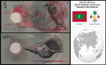 MALDIVAS - CEDULA EM POLIMERO DE 5 RUFIYAA DO ANO 2017 EM ESTADO FLOR DE ESTAMPA DE CONSERVAÇÃO
