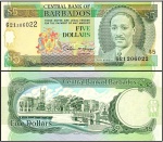 BARBADOS - CEDULA ESCASSA DE  5 DOLLARS DO ANO 1996 EM ESTADO FLOR DE ESTAMPA DE CONSERVAÇÃO