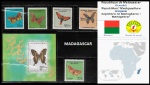 MADAGASCAR  - SÉRIE 1 BLOCO E SELOS TEMA FAUNA BORBOLETAS - SÉRIE EM ESTADO MINT DE CONSERVAÇÃO