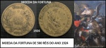 MOEDA DA FORTUNA DE 500 RÉIS DO ANO 1924 - MOEDA EM EXCELENTE ESTADO DE CONSERVAÇÃO