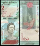 VENEZUELA NOVA ESTAMPA - CEDULA EM ESTADO FLOR DE ESTAMPA DE CONSERVAÇÃO DE DOIS BOLIVARES SOBERANO DO ANO 2018
