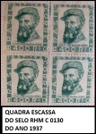 QUADRA DO SELO COMEMORATIVO BRIGADEIRO -  RHM C 0 130  DO ANO 1937    EM ESTADO MINT DE CONSERVAÇÃO