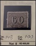 RARO - SELO CIRCULADO DO IMPÉRIO COM DENTEAÇÃO DE 60 RÉIS RHM 14 B ANO 1866 - VALOR DE CATÁLOGO 100 UFAS -  EM EXCELENTE ESTADO DE CONSERVAÇÃO