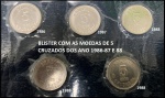 BLISTER COM AS MOEDAS DE 5 CRUZADOS DOS ANO 1986-87 E 88 - MOEDAS EM BÉLISSIMO ESTADO DE CONSERVAÇÃO